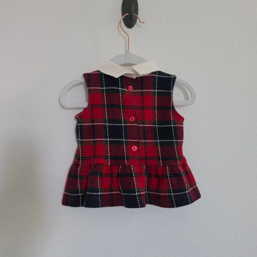 Janie and Jack Red Tartan Plaid Peter Pan Collar Holiday Dress size 12-18 Months